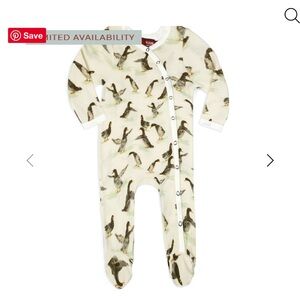 Milkbarn Duck Organic Cotton Snap Footed Romper, size 6-9 months
